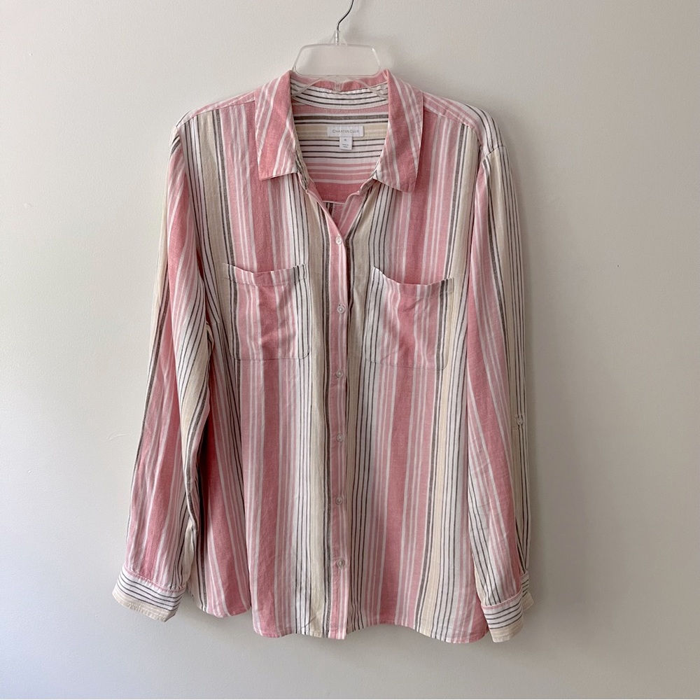 Charter Club Linen Blend Button Down Shirt XL